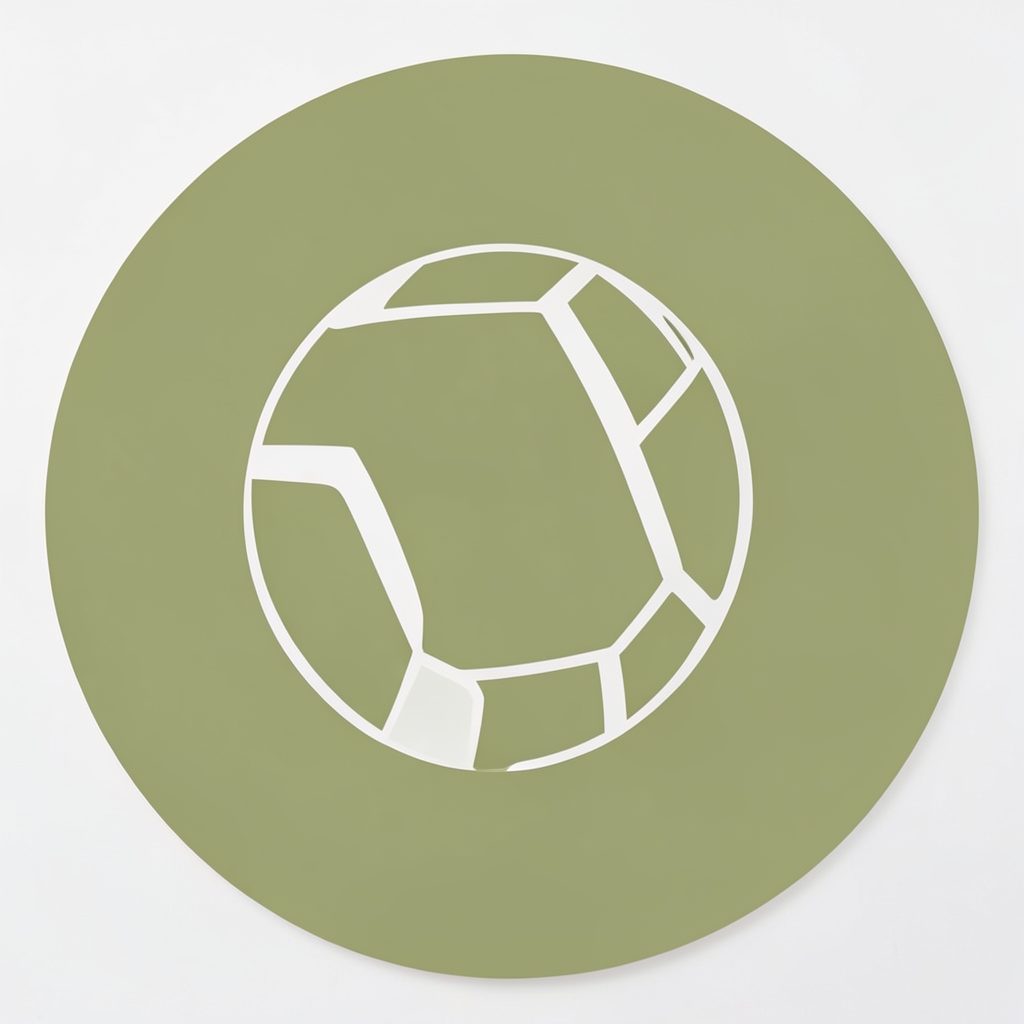 A simple circular avatar icon in muted olive green tones on a light background, representing a football fan